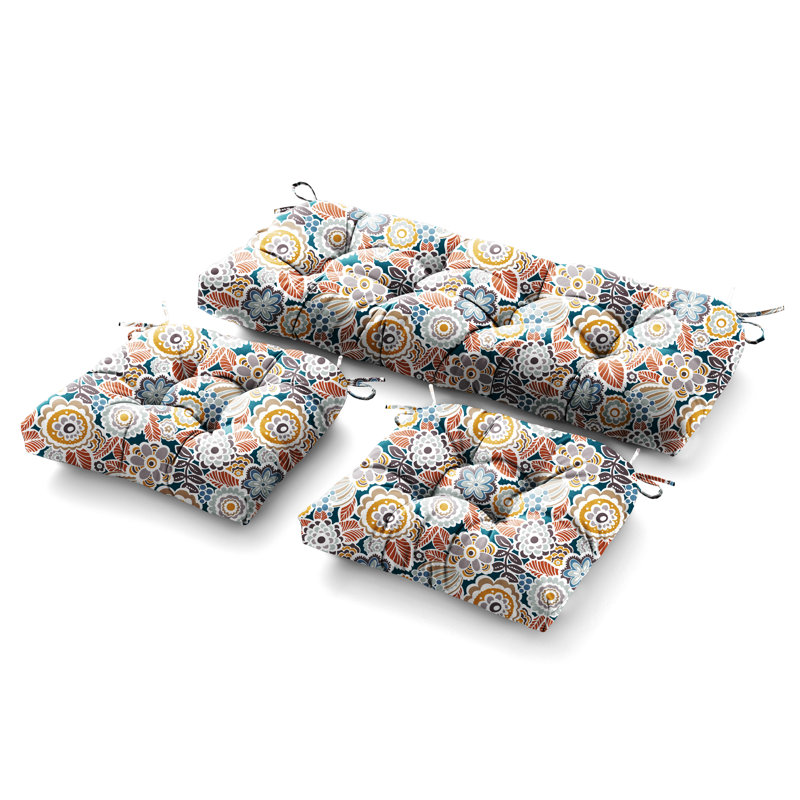 Outdoor 5'' Seat / Back Cushion, Blue Floral