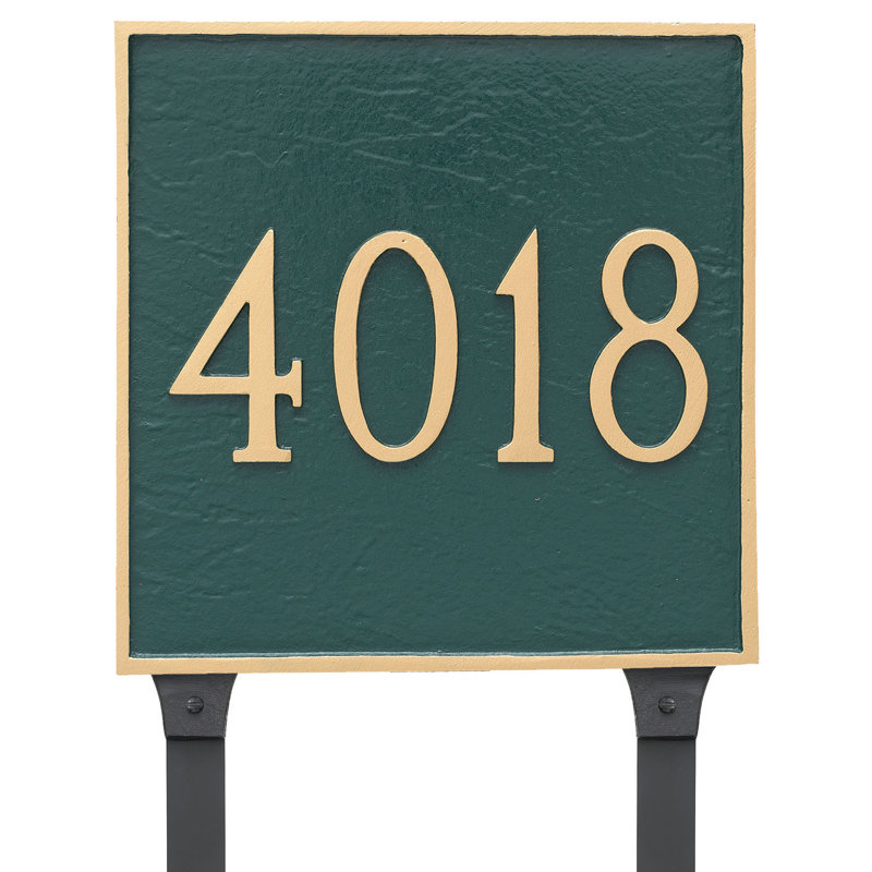 Enseigne d’adresse pour pelouse sur 1 ligne Classic, Noir / or