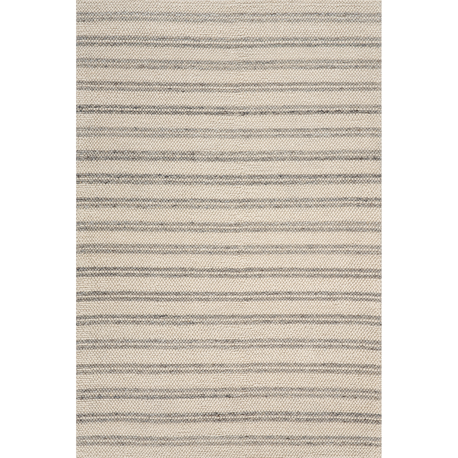 Venit Hand-Hooked Striped Farmhouse Rug, Rectangle 5' x 8'
