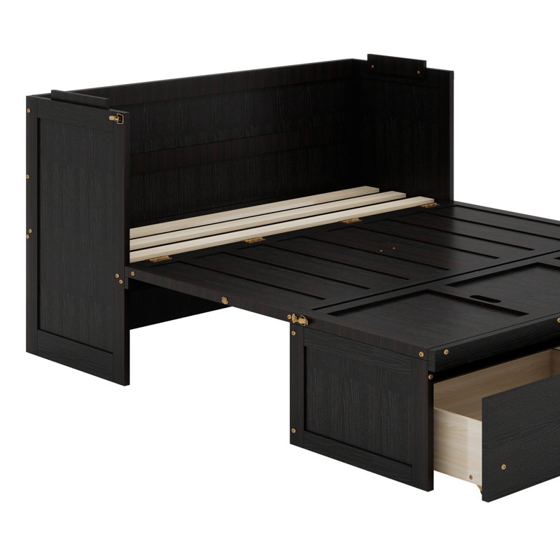 Queen Murphy Bed With USB And Drawer, Espresso