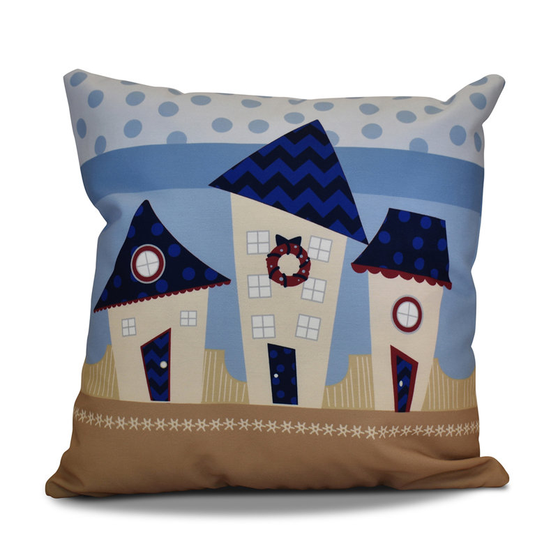 Housse de coussin d'extérieur carré Coastal Christmas, Bleu marine, 20 po x 20 po