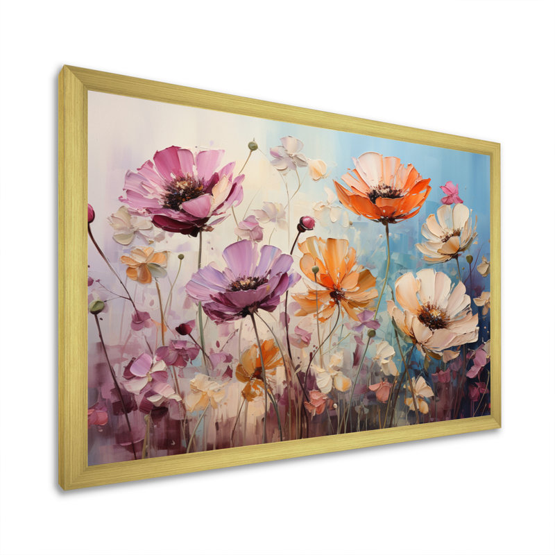 «Meadow Impressionistic Blooms» sur toile, Encadrement doré, H 30 po x l 40 po x P 1,5 po