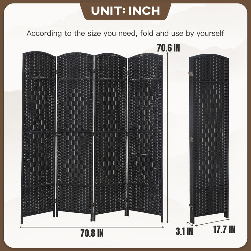 Borgen 71'' H Folding Room Divider, 4