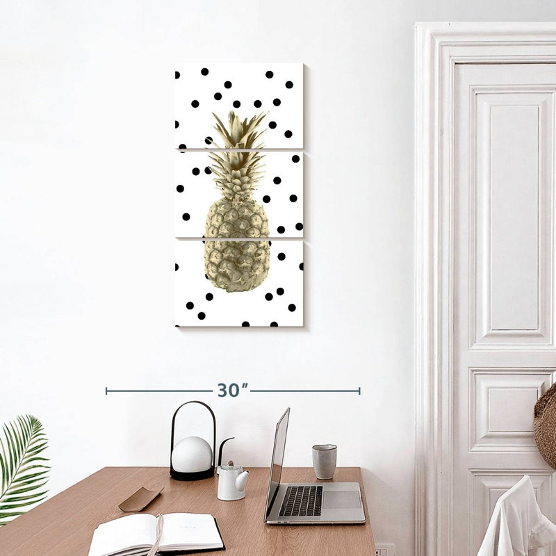 Pineapple Dots 3 pièces, H 32 po x l 15 po x P 1,25 po