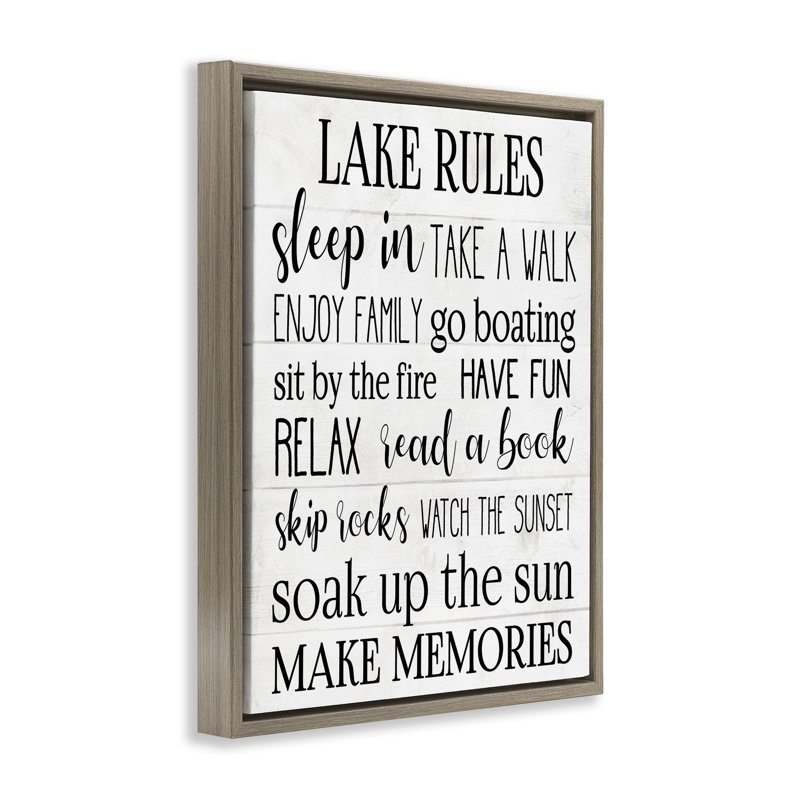 «Motivational Lake Rules», art mural sur toile flottant à grain brun par Daphne Polselli, Cadre flottant orme Montalcino