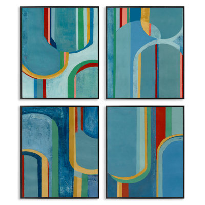  «Blue Wavy Arch Shapes», ensemble de 4 giclées par Pippin Schupbach
