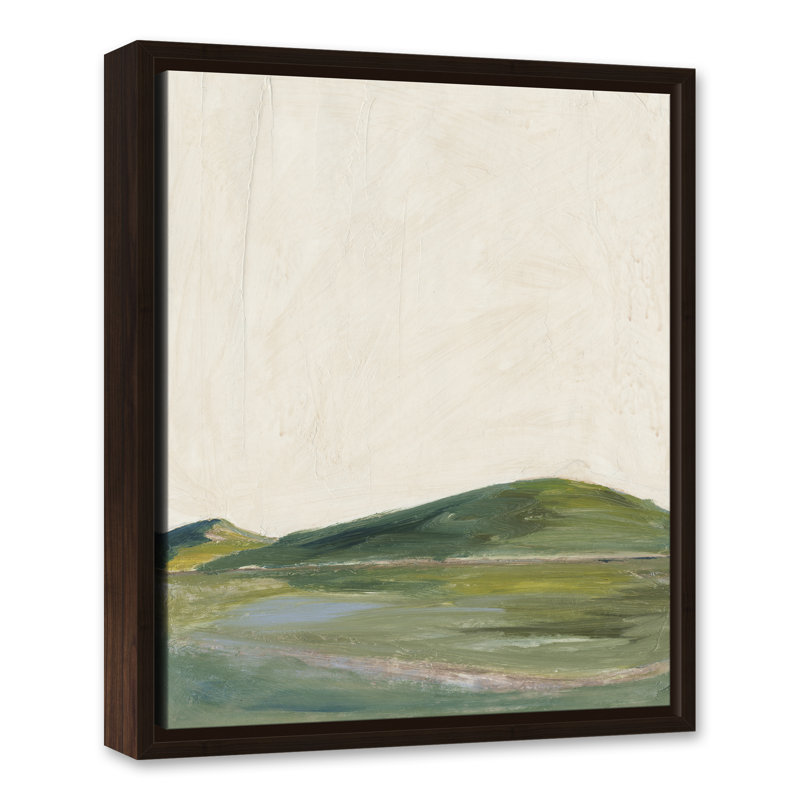 Abstrait vert - peinture, H 21,75 po x l 17,75 po x P 1,75 po, Toile brune avec cadre flottant