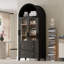 Armoire de salle de bain arquée avec 2 tiroirs, tablettes réglables, porte vitrée-118504692