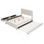 Lit plateforme double tapissier pleine grandeur avec 2 tiroirs et 1 lit gigogne simple, tête de lit classique, beige