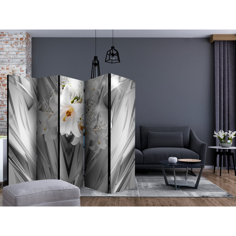 Derun 225cm W x 172cm H 5 - Panel Solid Wood Folding Room Divider