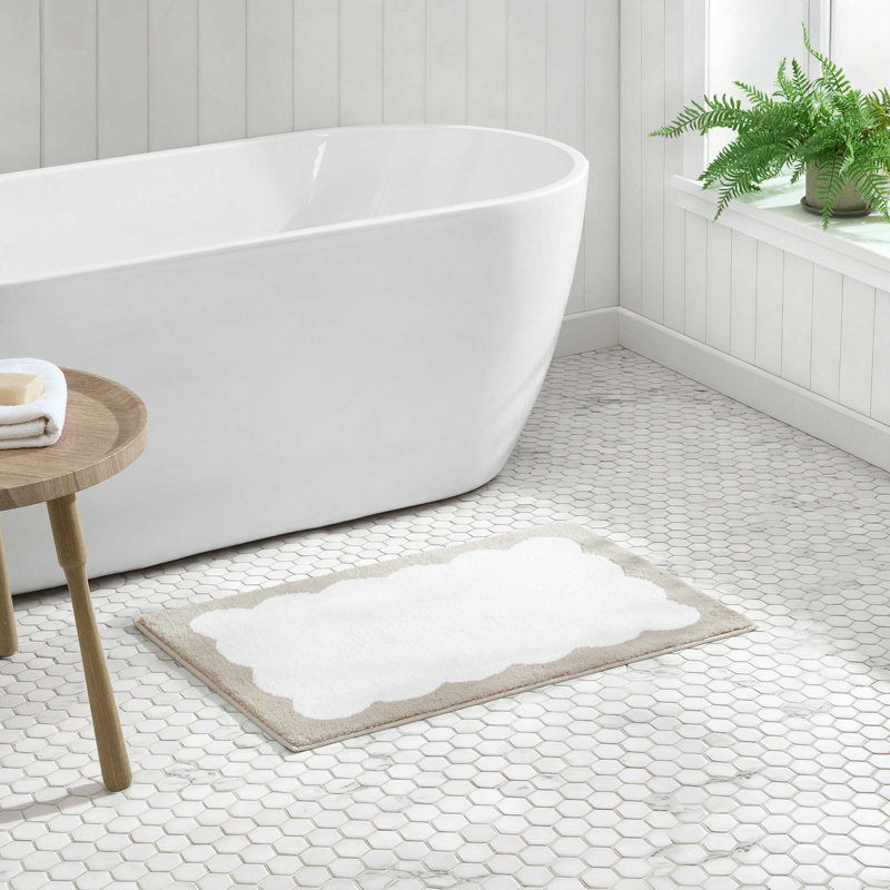Martha Stewart Bedford Scallop Beige Bath Rug, Beige, 34" L x 21" W