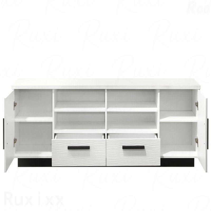 70.5" White Finish TV Stand With Drawers