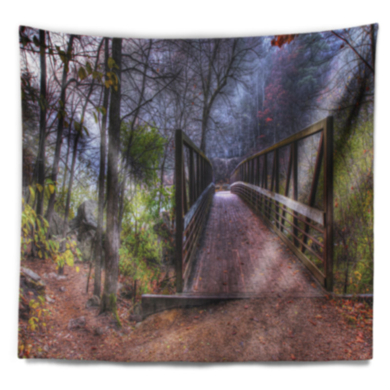 Tapisserie de polyester magnifique bridge au-dessus de la crique avec accessoires suspendus inclus, H 32 po x l 39 po