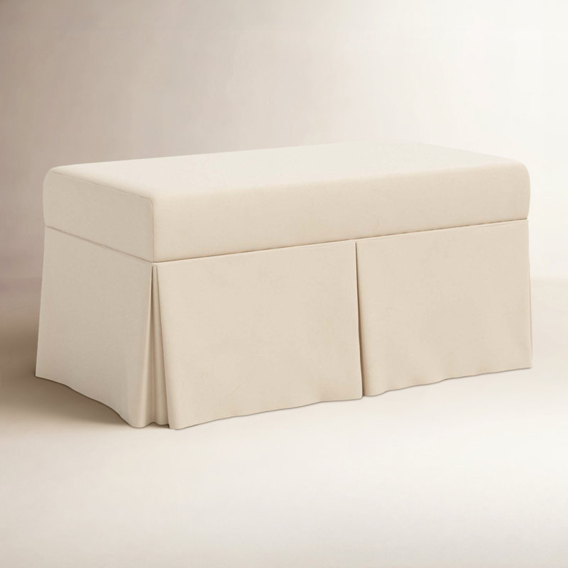 Wyatt Upholstered Storage Bench, Classic Pearl Performance Velvet
