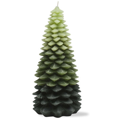  Très grande bougie en cire verte ombrée avec accents de feuilles