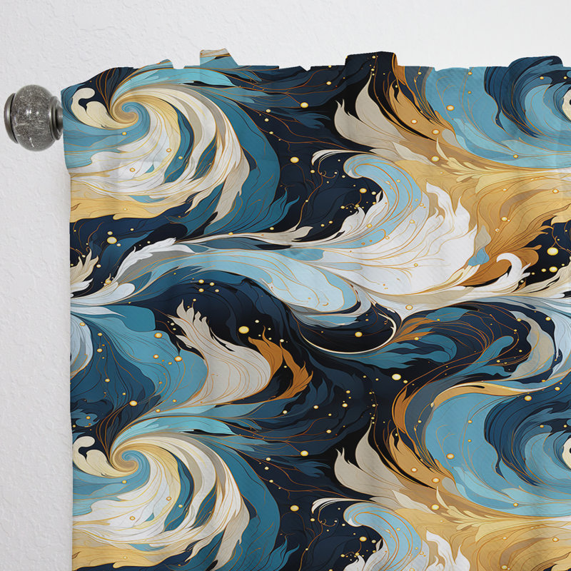 «Colorful Artistic Expression Marble Swirls I» - Rideau obscurcissant abstrait en marbre - 1 panneaux, L 52 po x L 120 po