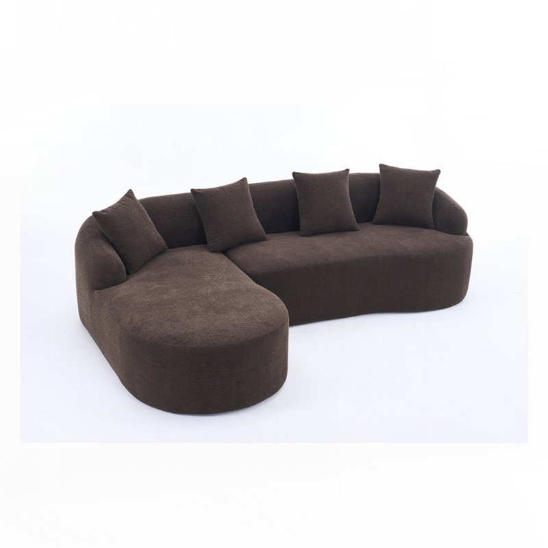 Canapé avec 4 coussins, Chenille brun antique