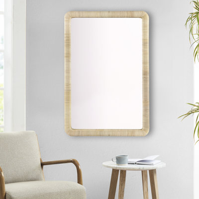 Le miroir de chambre à coucher rectangulaire naturel de 26 po x 39 po crée une ambiance relaxante, peut être suspendu verticalement / horizontalement, et la suspension rectangulaire en verre de la salle de bain ajoute de l'élégance à la baignoire, verticalement ou horizontalement.