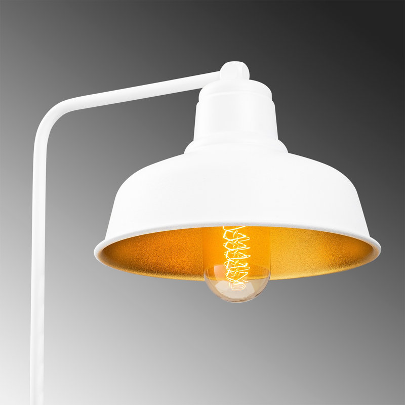 Lampe de table de style scandinave, corps en métal blanc, 21,7 po x 11,8 po | Hauteur: 21,7 pouces, diamètre de la plaque de base: 6,7 pouces | Douille E27, 40 W maximum, indice de protection IP20 | Éclairage moderne et élégant pour la décoration de la maison et du bureau
