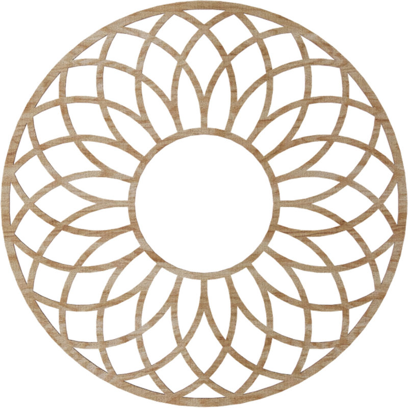 Médaillon de plafond 28 po x 28 po x P 9 5/8 po x P 3/8 po, H 26 po x l 26 po x P 0,25 po, Chêne rouge