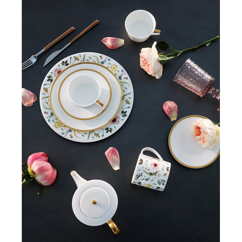 Golden Edge Bone China Salad/Dessert Plate