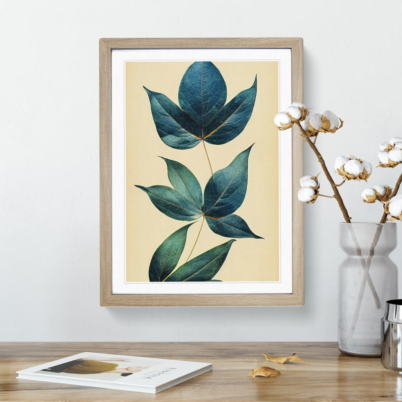 Mysterious Leaves - Wall Art, 34cm H x 25cm W x 2cm D, Oak Framed