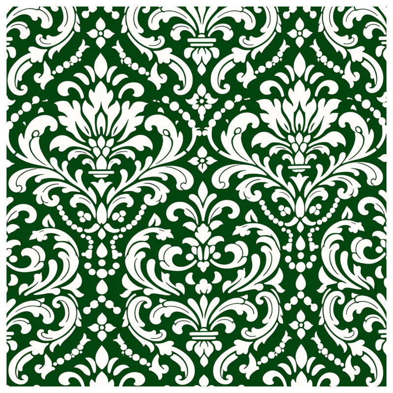 Rideaux vert et blanc en damas, 50" x 92" - 1 Panel, Blockout