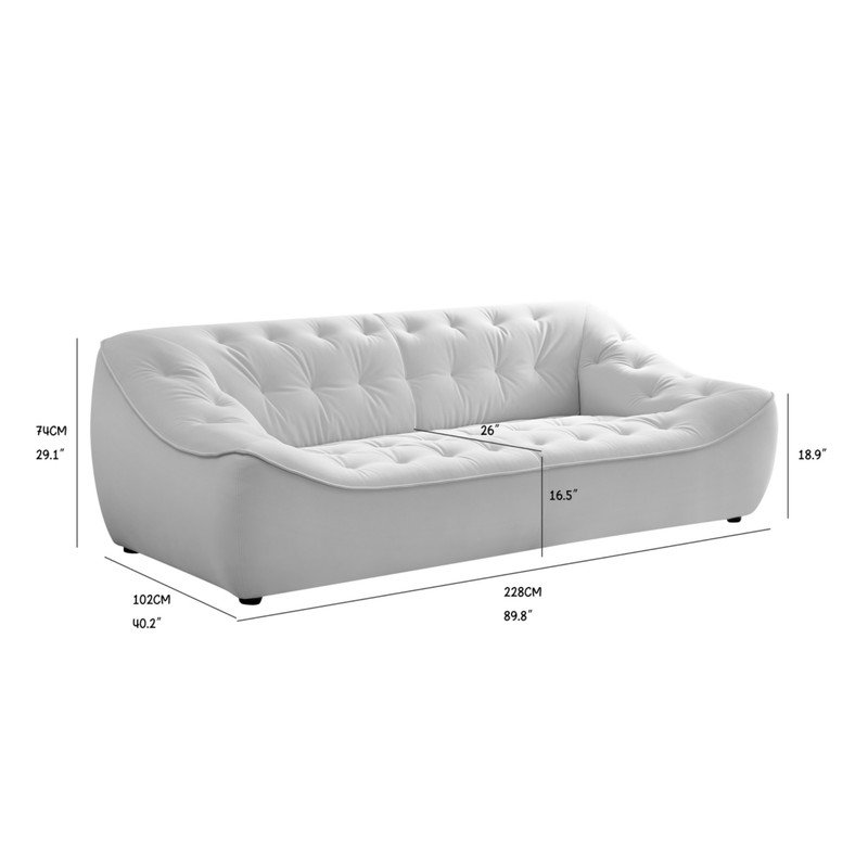 Najya Captivating 89" Reception Sofa with Solid Wood Frame and Tufted Elegance Decor, White