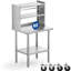 Table de préparation NSF 30 po en acier inoxydable avec 4 roues, table de travail commerciale avec panneaux perforés latéraux, établi robuste à 2 niveaux réglables avec tablette supérieure-1876786354