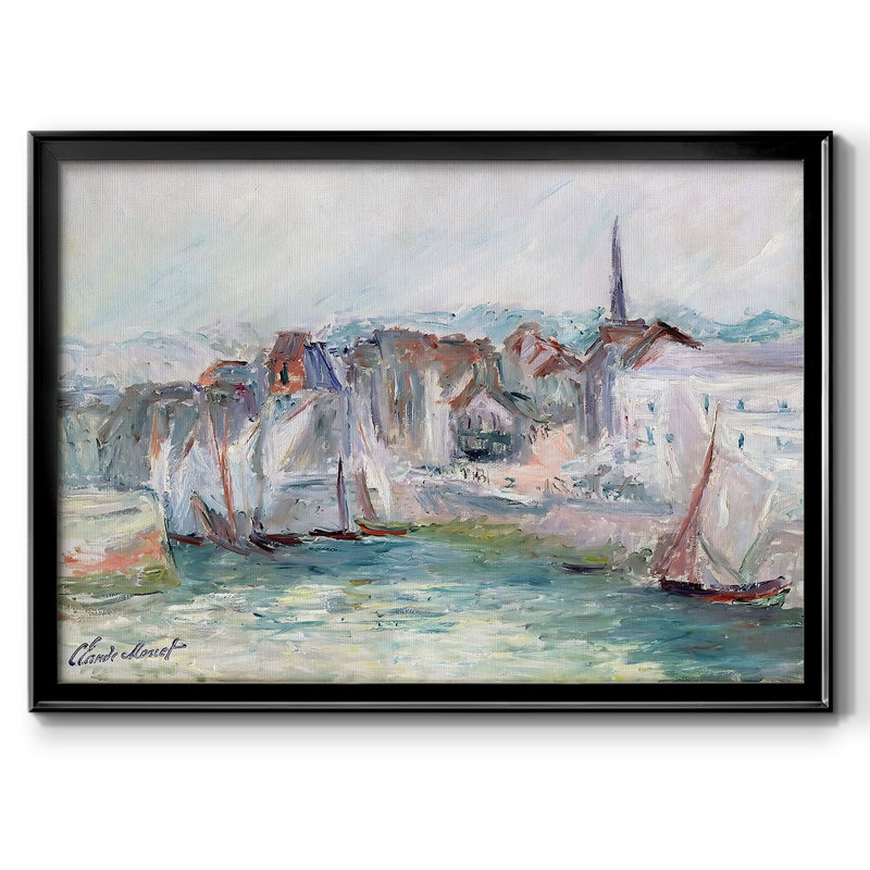 Bateaux dans le port de Honfleur, 1917, reproduction d'art sur toile, H 18 po x l 26 po x P 1,5 po, Noir