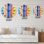 Minimal Composition de coups verticaux en bleu jaune et orange - horloge murale moderne-59913085