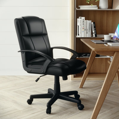 Mid-Back LeatherSoft Office Chair with Armrests