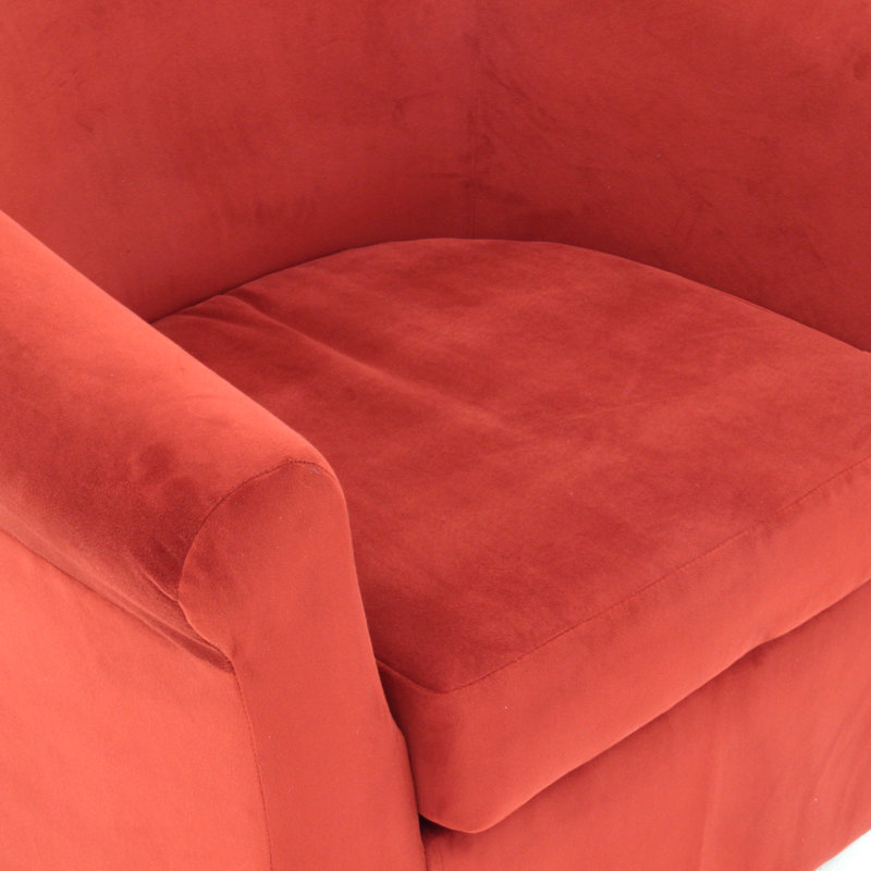 Anstett Upholstered Swivel Barrel Chair, Rouge Red Polyester Blend