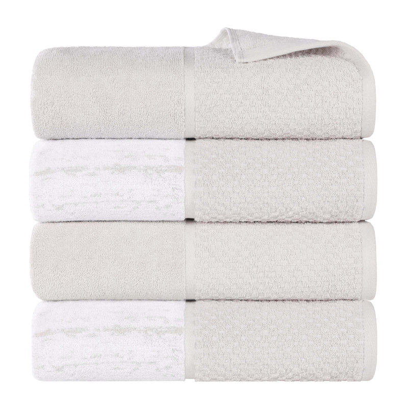Serviette de bain en coton jacquard Lodie, Pierre / blanc