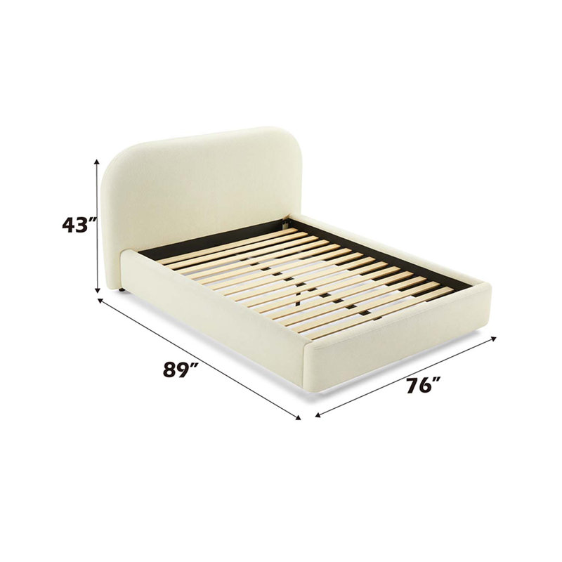 Grand lit Arden, tissu beige, Grand