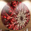 « red symétrique floral pattern », impression sur métal-20687343