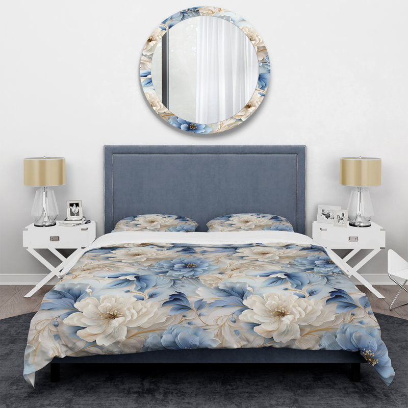 Ethereal Rococo Swirls Victorian Pattern I - Ensemble de housse de couette à motif floral
