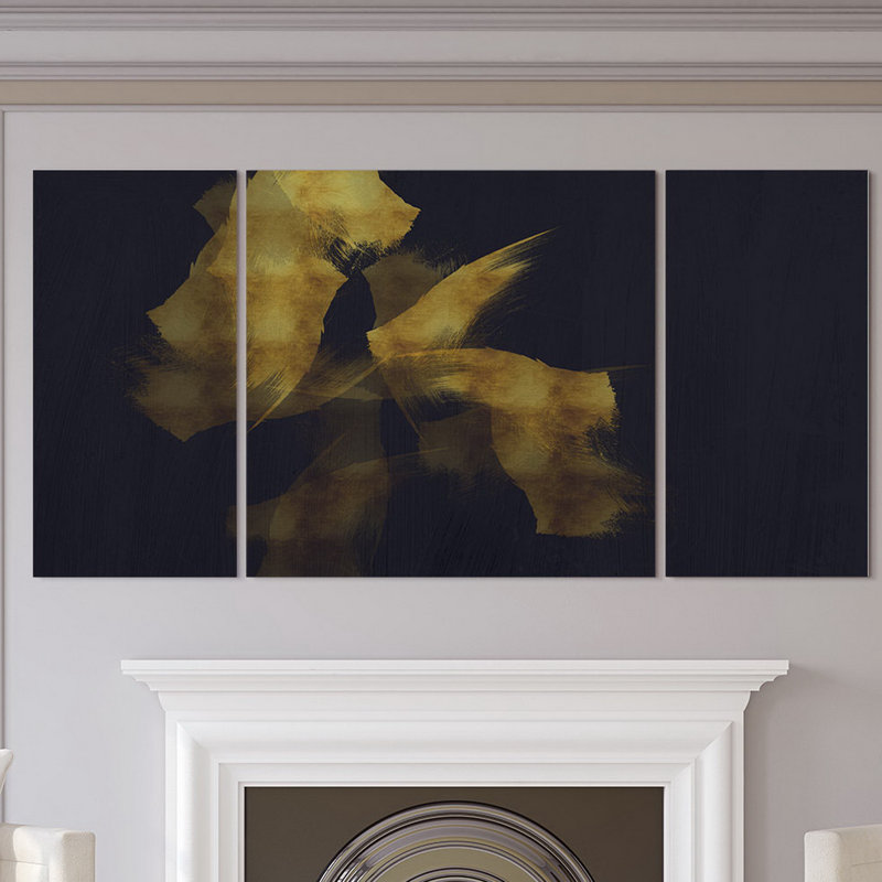 « gold on blue » de première qualité, reproduction d’image multi-pièces sur toile, H 24 po x l 48 po x P 1,5 po