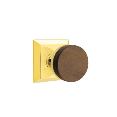Ensemble de boutons de passage Emtek Select avec rosette Quincy et tige conique, bouton en noyer foncé (CF)