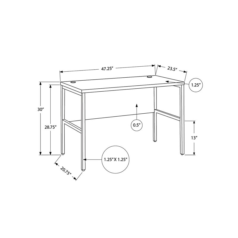 Commercial Grade Computer Desk, White/Silver