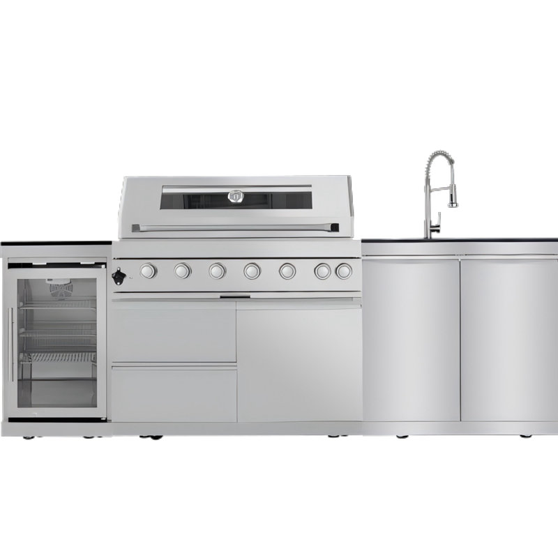 Îlot de cuisine au propane 96 po avec rôtissoire en acier inoxydable 96 po, 85 000 BTU