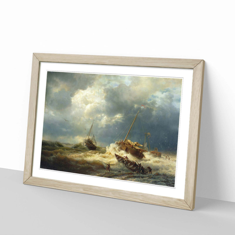 Seascape by Andreas Achenbach - Framed Print, Oak