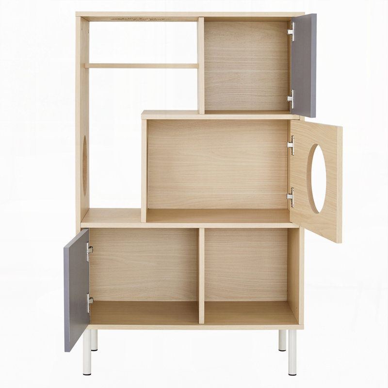 2 IN 1 Modern Cat Tree Bookshelf with Storage
