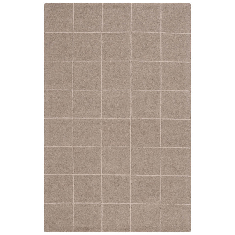  300 Hand Tufted Wool/Cotton with Latex Geometric Rug in Beige, Rectangle 3' x 5'