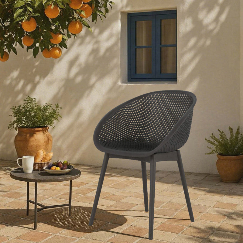Ensemble de 2 chaises longues modernes en plastique PP toutes saisons, Gris chaleureux