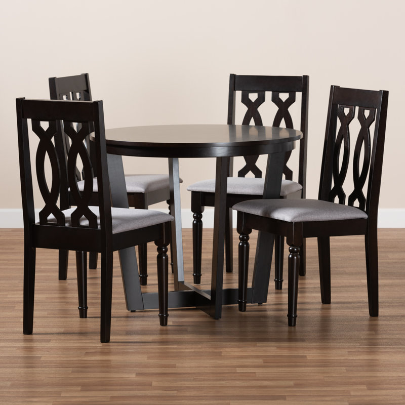 Ensemble de salle à manger 5 pièces en tissu gris et finition brun foncé Northgate, H 38,6 po x l 17,9 po x P 19,3 po