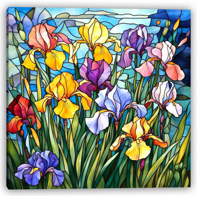 Iris Garden - Vitrail sur toile tendue