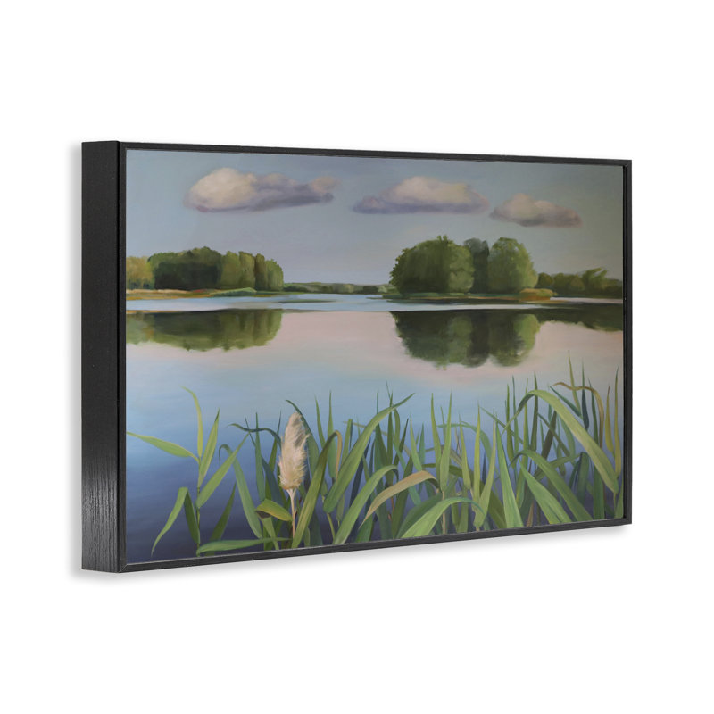 Serene Marsh Reflection Framed Giclee, design by Violeta Vollmer, Midnight Black Framed Giclee, 20" H x 30" W