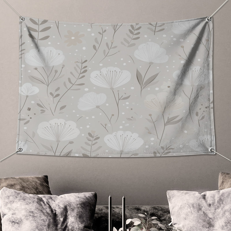 Tapisserie murale florale - Décoration murale à motif, H 50 po x l 60 po avec 4 œillets