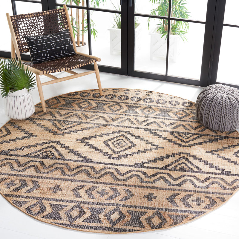 Haywa Hand Loomed Jute, Cotton Southwestern Rug, Round 5'